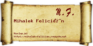 Mihalek Felicián névjegykártya